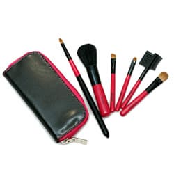Rubine Red Mini Travel Zip Brush Set